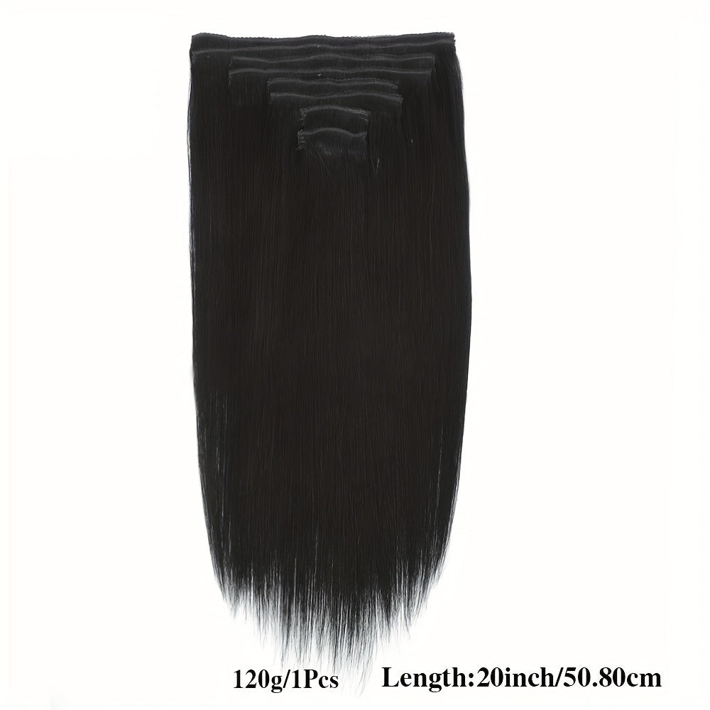 #1 Straight Clip In Human Hair Extensions Glueless Wig 100% Human Hair Straight Remy Human Hair 120g 8 Pcs 18 Clips