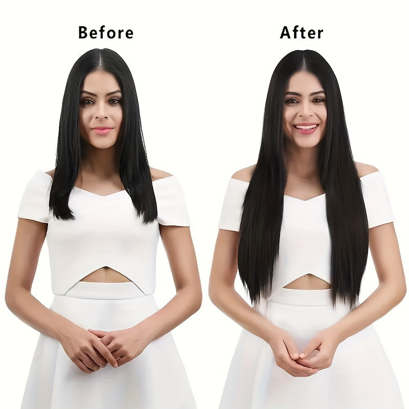 #1 Straight Clip In Human Hair Extensions Glueless Wig 100% Human Hair Straight Remy Human Hair 120g 8 Pcs 18 Clips