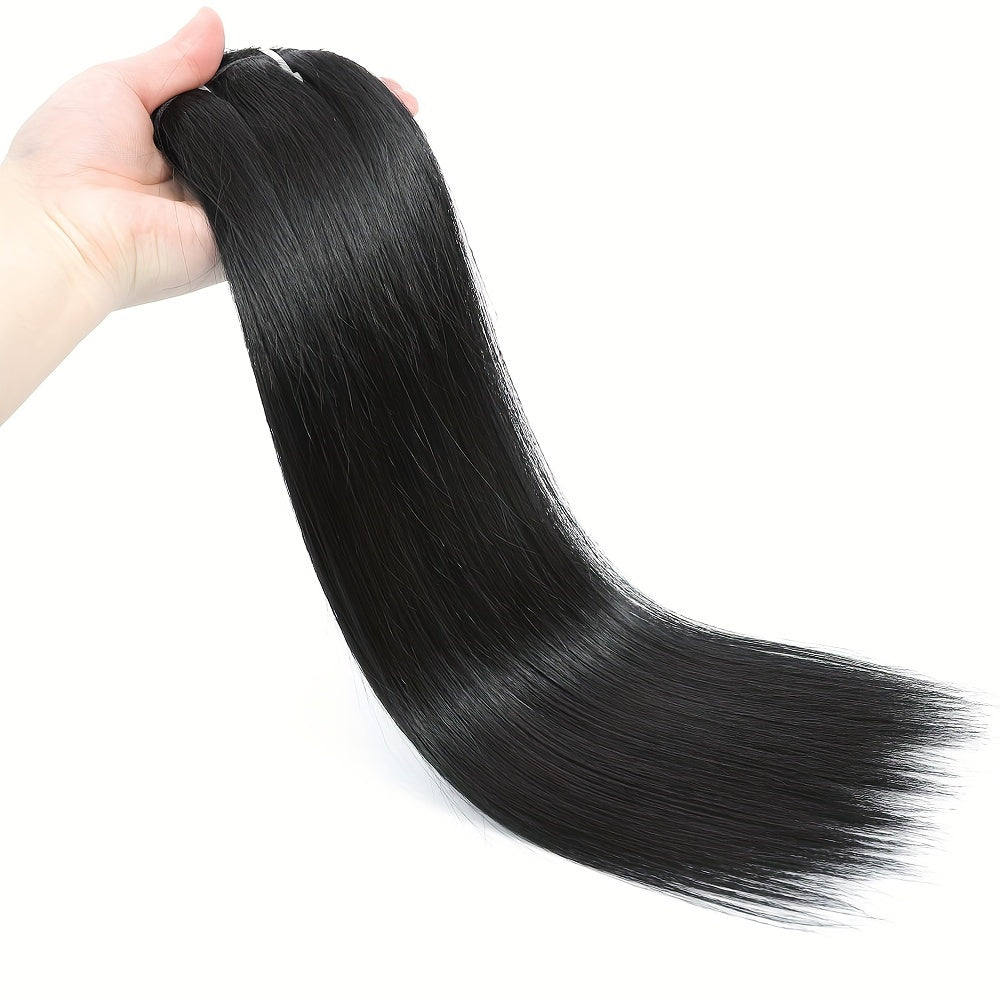 #1 Straight Clip In Human Hair Extensions Glueless Wig 100% Human Hair Straight Remy Human Hair 120g 8 Pcs 18 Clips