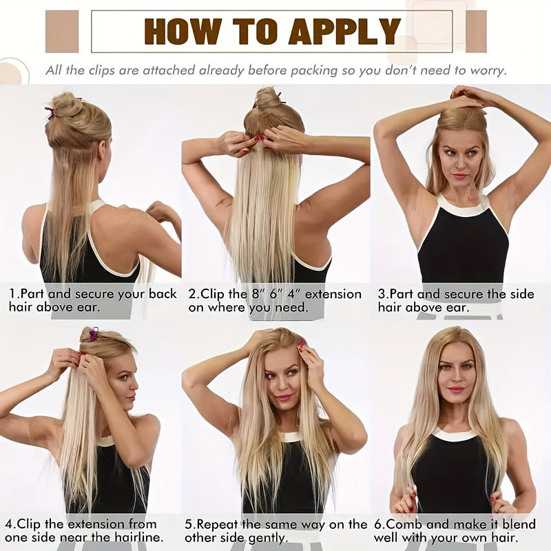 #12/613 Straight Clip In Hair Extensions 8Pcs With 18 Clips Remy Hair Extension 100% Real Human Hair Clip In Golden Brown Highlighted Bleach Blonde For Women Daily Use Real Easy Wear To Go Hair Clips Hair Accessories