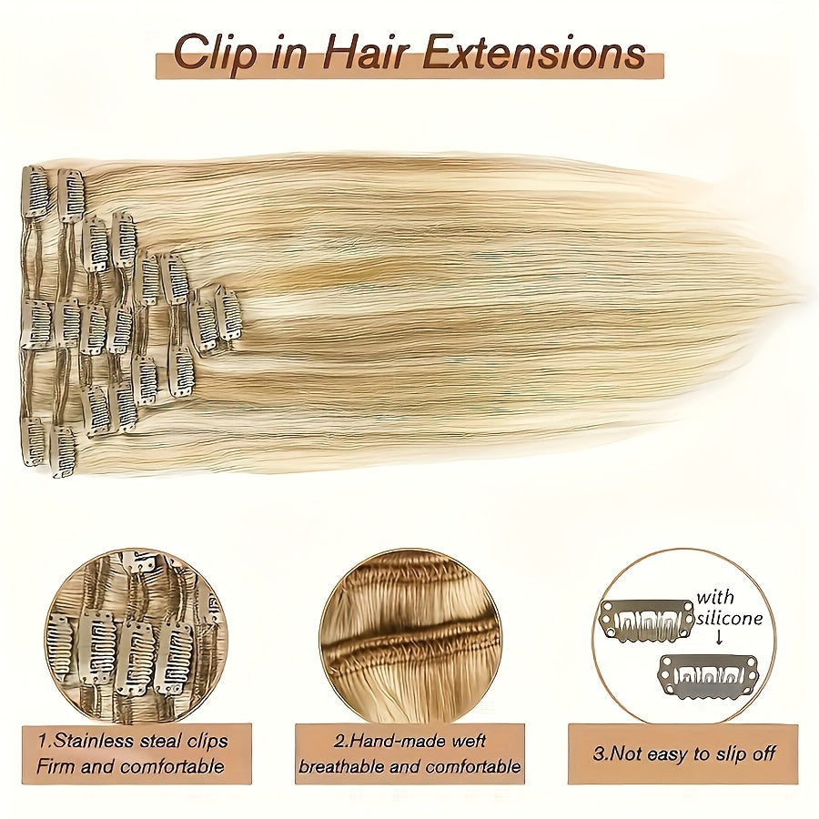 #12/613 Clip In Hair Extensions Remy Hair Clip-On HairPiece Extension Straight Clip In Human Hair Extensions For Women