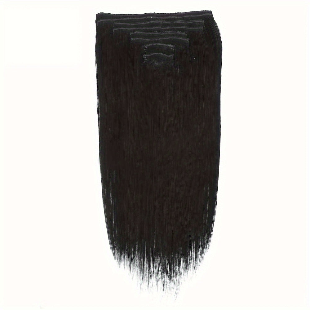 #1 Straight Clip In Human Hair Extensions Glueless Wig 100% Human Hair Straight Remy Human Hair 120g 8 Pcs 18 Clips