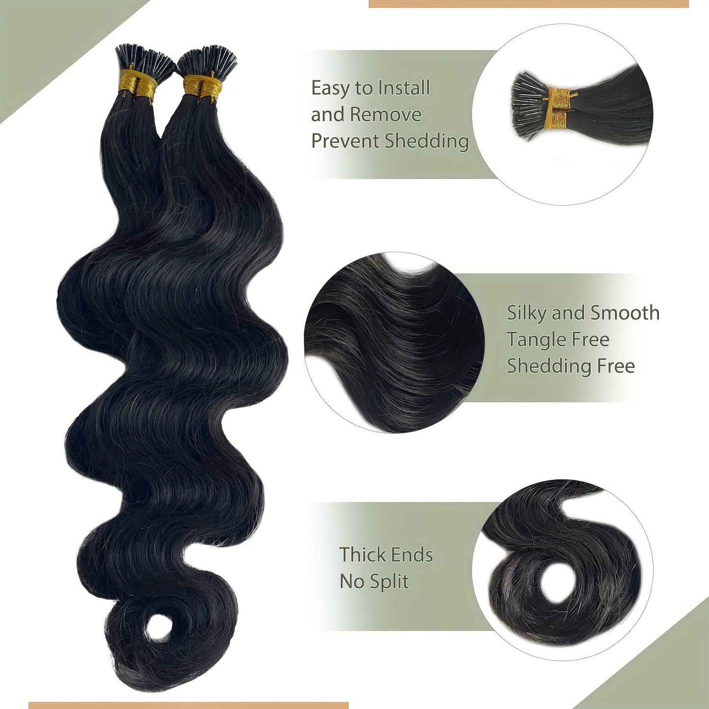 "Easy-to-Style" Luxurious Body Wave I Tip Microlink Extensions - Pre-Bonded Brazilian Remy Human Hair, Natural Wavy Look For All Women Wavy Hair Toppers For Women
