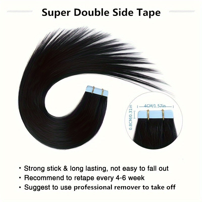 #1 Jet Black Color Tape In Hair Extensions Human Hair Silky Straight & Smooth Human Hair Seamless Skin Hair Curtains With 20pcs/pack