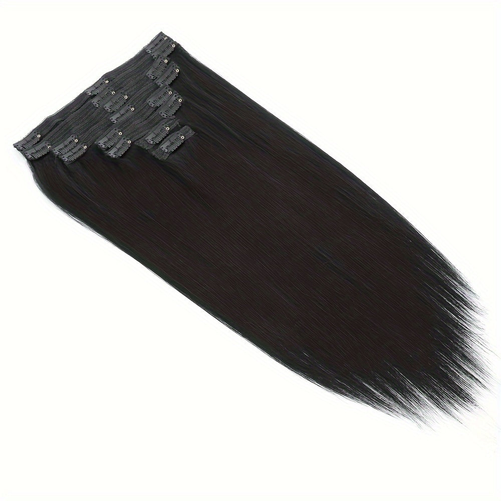 #1 Straight Clip In Human Hair Extensions Glueless Wig 100% Human Hair Straight Remy Human Hair 120g 8 Pcs 18 Clips