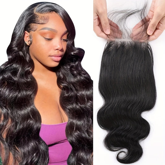 4x4 Lace Closure Body Wave Lace Closure Human Hair 10-16 Inch Free Part Lace Closure 100% Unprocessed Brazilian Virgin Human Hair Extensions 150% Density Remy Human Hair Pre Plucked Natural Black