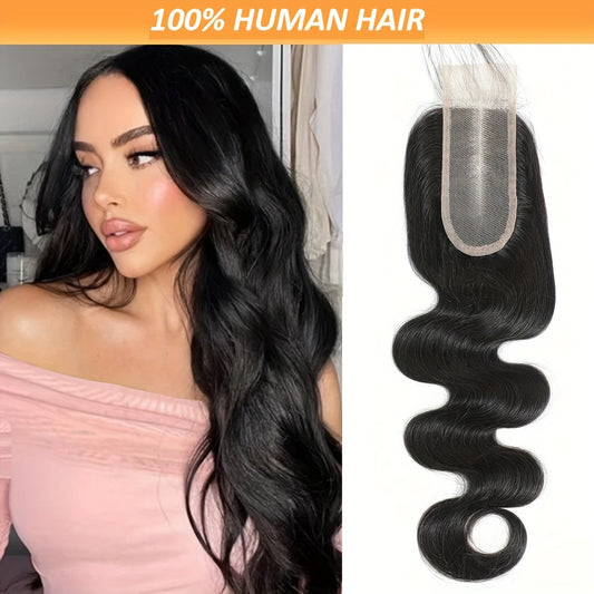 1pc ELORAL Body Wave Transparent Lace 2x4 Closure 100% Human Hair Pre-Plucked Natural Hairline with Baby Hair for Black Women, Versatile Hairpiece | Body Wave Closure | Preplucked Hairline